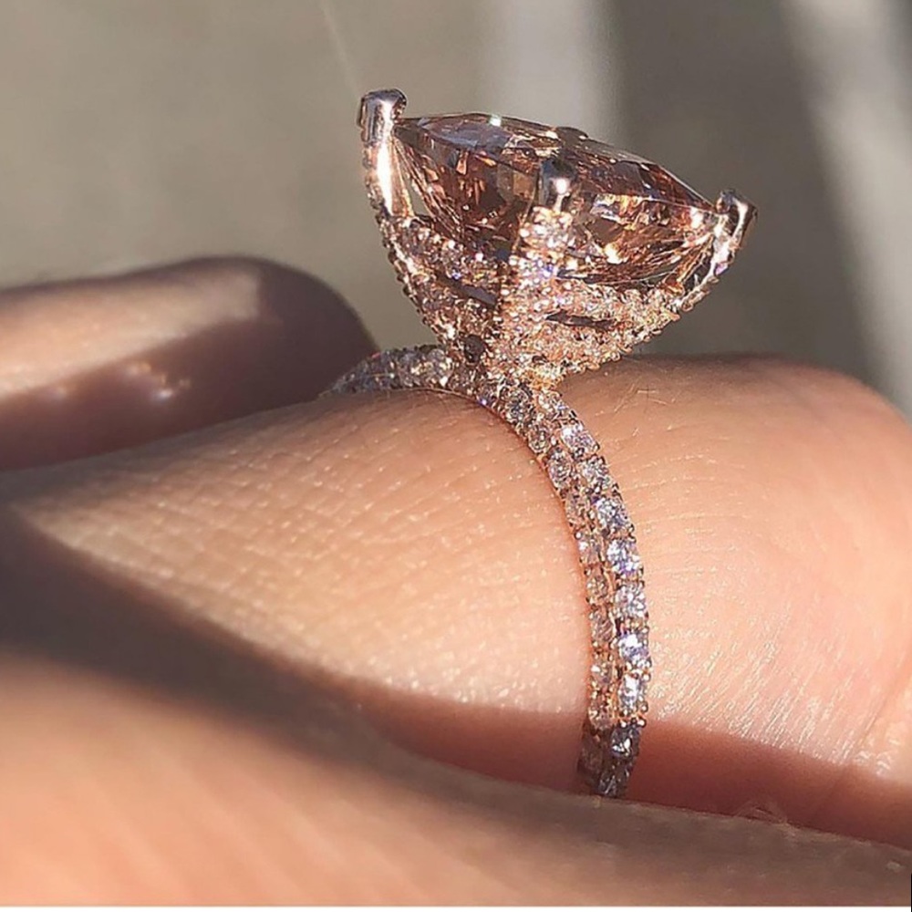 New 925 Sterling Silver Champagne Princess Cut Sol